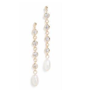 Cultured Freshwater Pearl Drop and Yellow Gold Earrings by Jules Smith NWOT